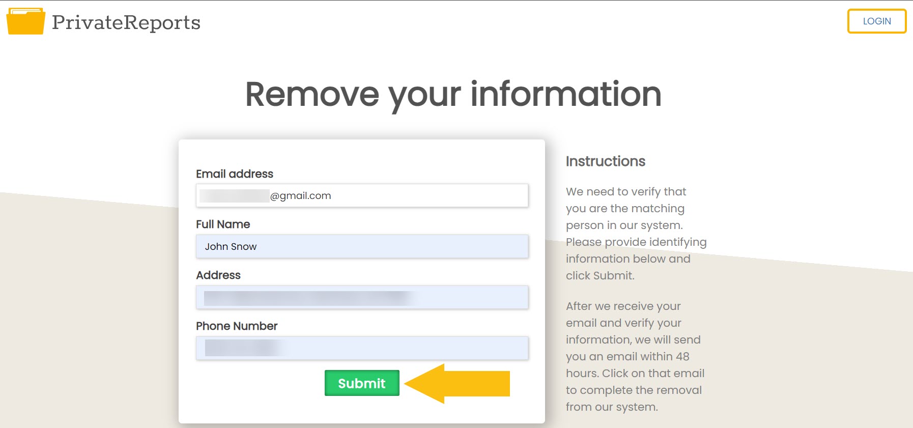 Submit an opt-out request